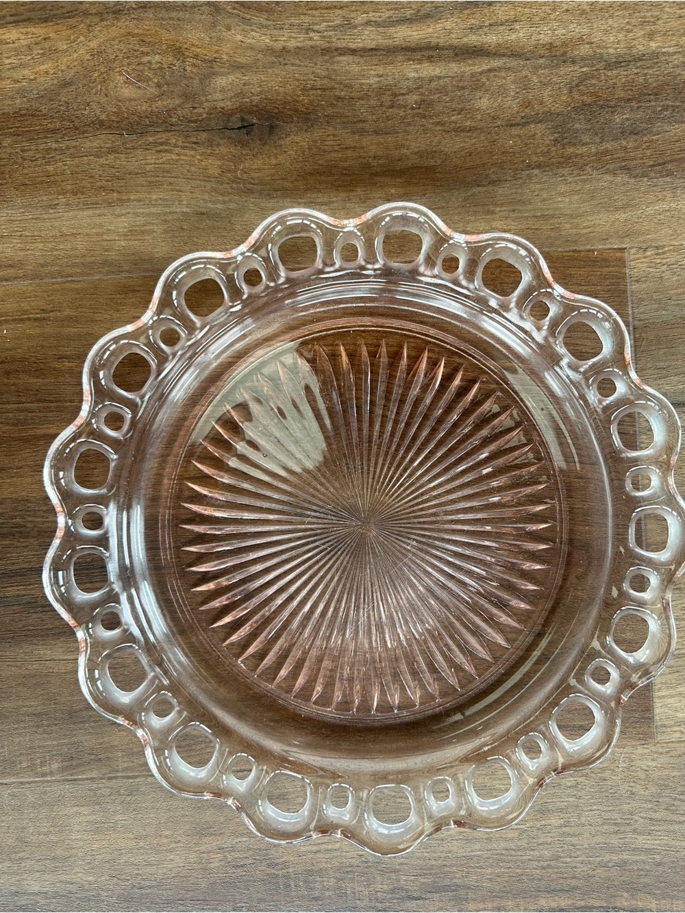 Vintage Hocking old colony pink lace edge depression glass dinner plate